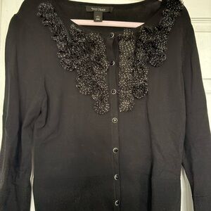 White House Black Market Black Embellished Women's Sweater